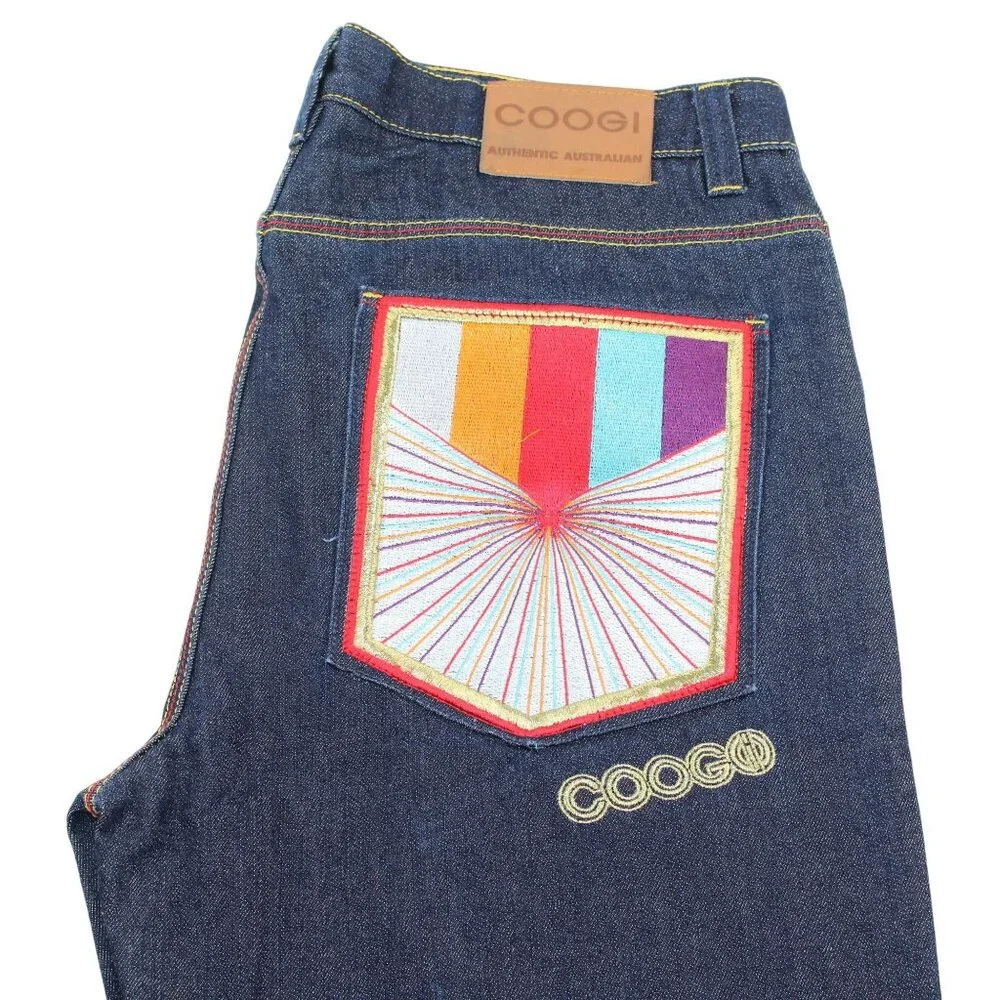 Vintage COOGI Sz 40X32 Y2K Embroidered Rainbow Colors Dk Wash Straight Leg Jeans - Picture 8 of 16